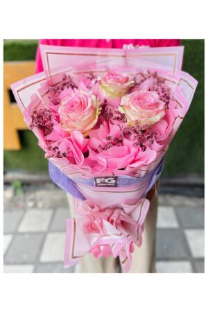 3-stem Pink Ecuadorian Rose Bouquet