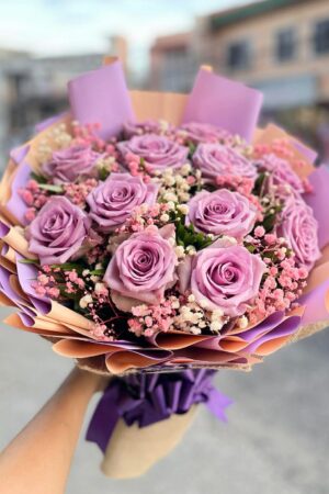 1 Dozen Purple Rose Bouquet