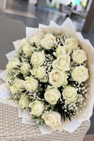 Bouquet of 2 Dozen White Imported Roses