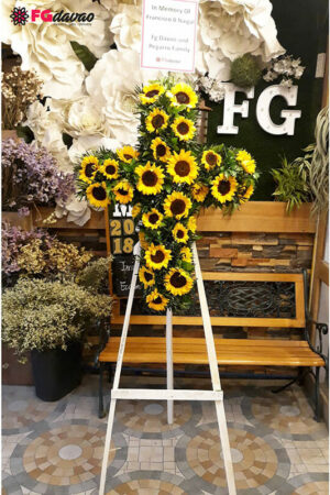 Sympathy and Funeral Flowers 4 - Sunflower Cross Flower Stand