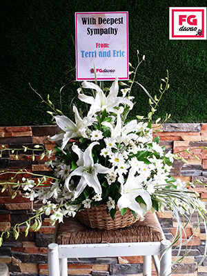 Sympathy & Funeral Flowers - Basket of Lilies and Orchids