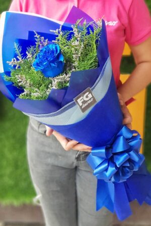 1-stem Painted Blue Rose Bouquet