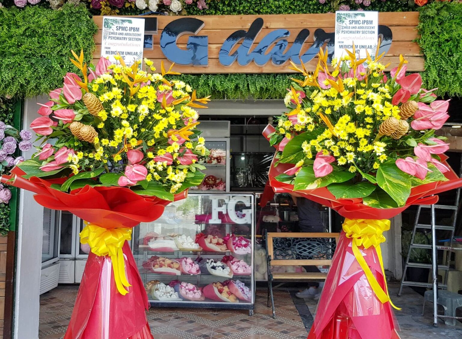 Twin Congratulations Flower Stand Set 9 FG Davao Flowers Gifts Delivery