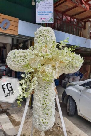 Sympathy and Funeral Flowers 2 - White Cross Flower Stand
