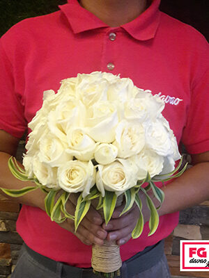 Bridal Bouquet 2 - White Rose Bridal Bouquet - 4 Days Advance Ordering